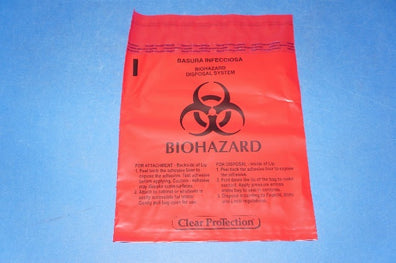 Biohazard Red Stick-On Bags 9